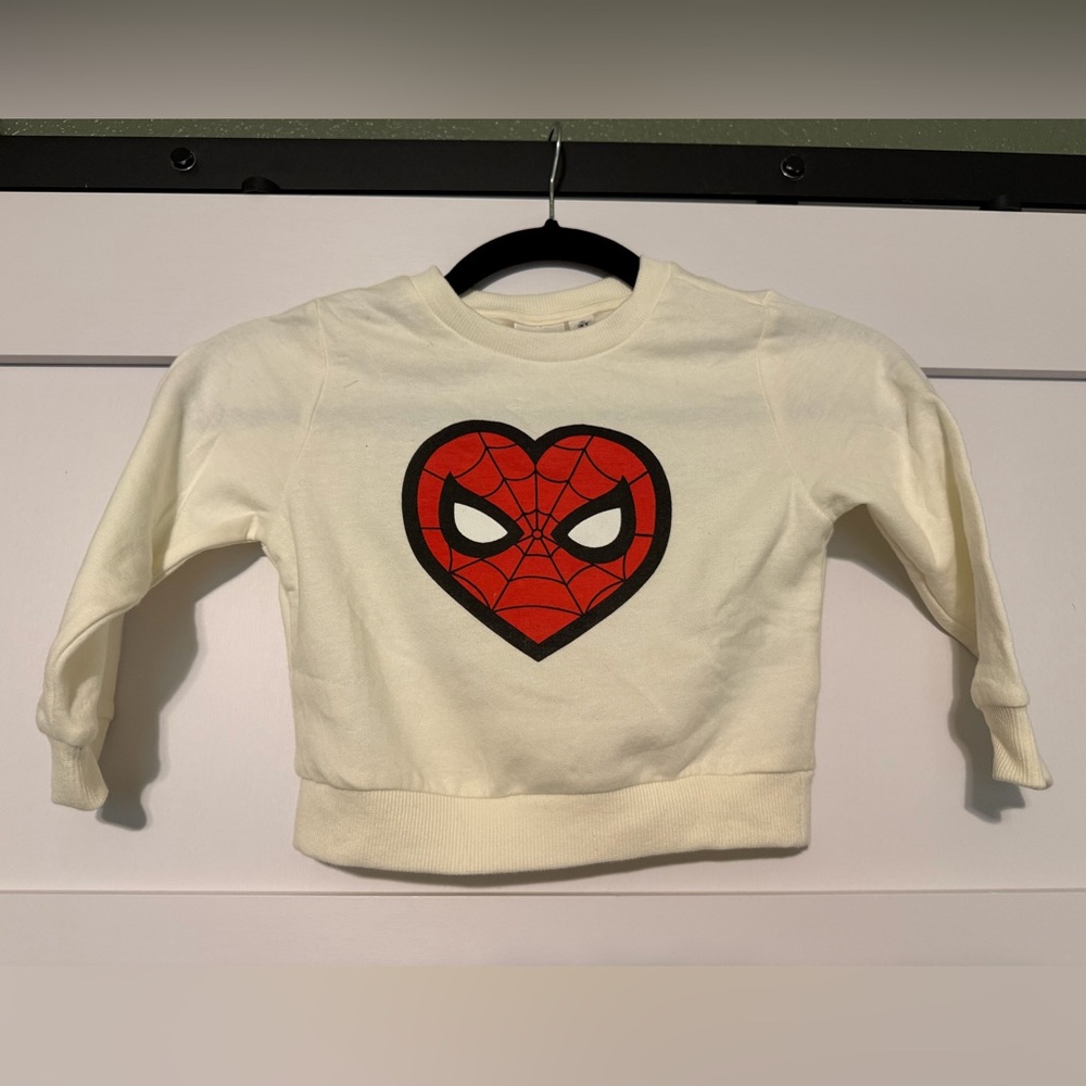 Toddler Marvel Cream Sweatshirt with Red Spider-Heart Graphic